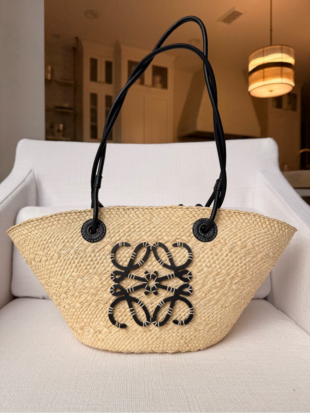 Loewe Small Anagram basket bag
in iraca palm and calfskin